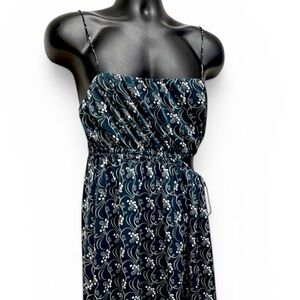 J.Crew Reimagined Floral Maxi Dress Navy Blue Cutout Medium